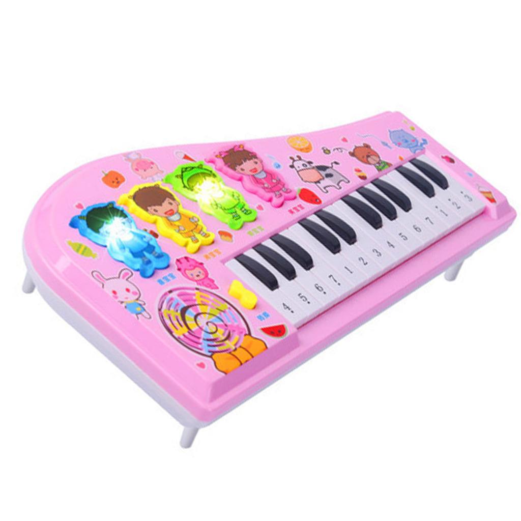 Kids Piano Toy Keyboard Cartoon Multi Function Electronic Instrument for Beginners Pink