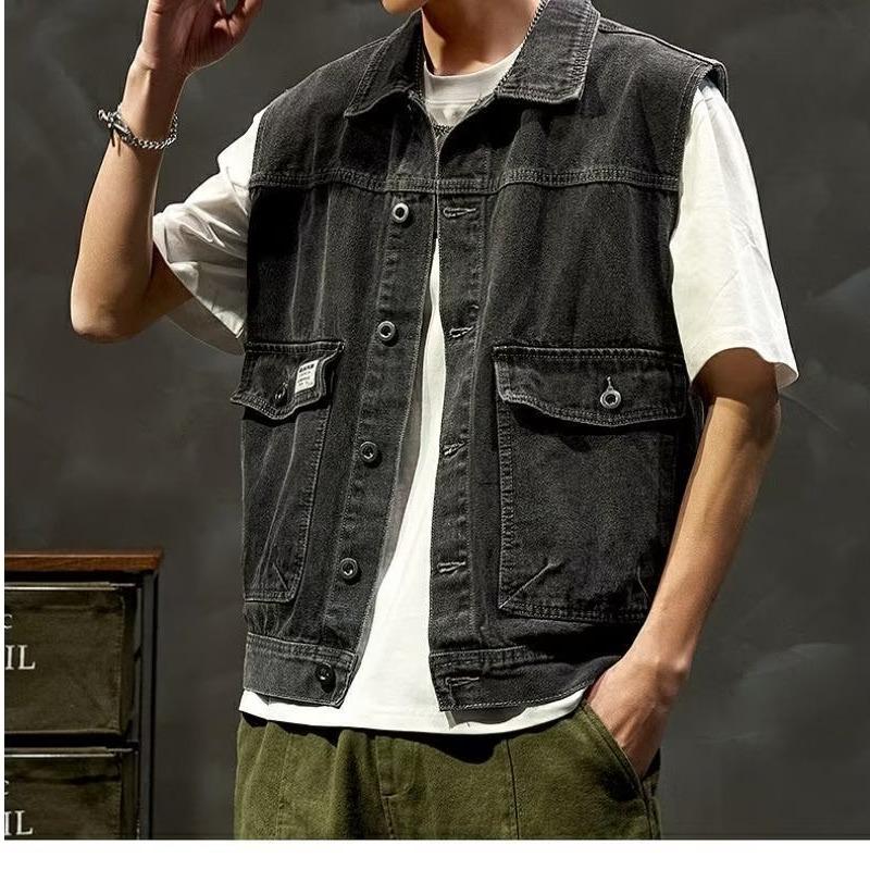 Мужской модный джинсовый жилет – новый стиль весна/осень, универсальный свободный жилет, рабочая куртка без рукавов