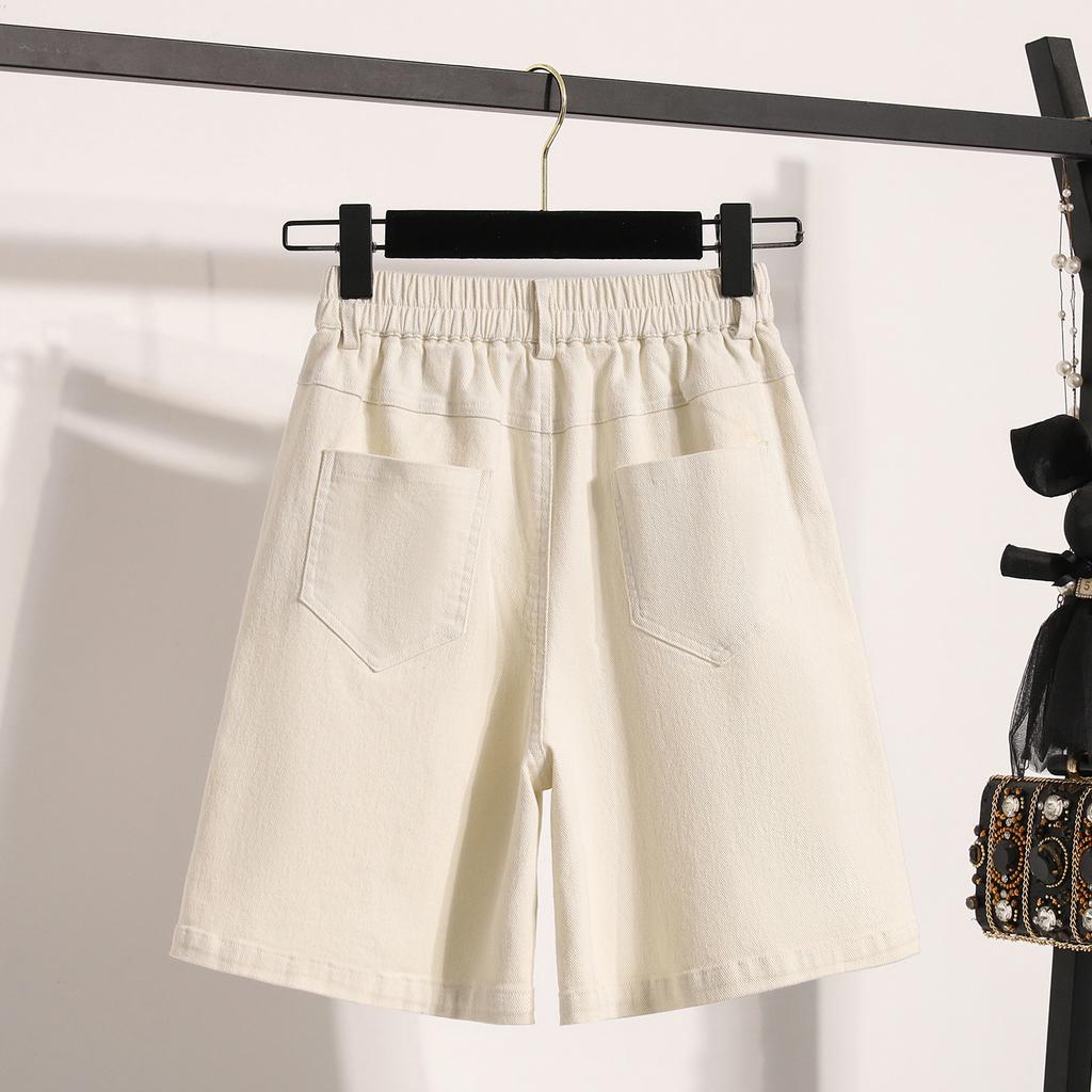 DIMANAF Plus Size 2025 Женские шорты, брюки, летние свободные джинсы-шаровары, короткие базовые брюки с высокой талией и эластичным поясом