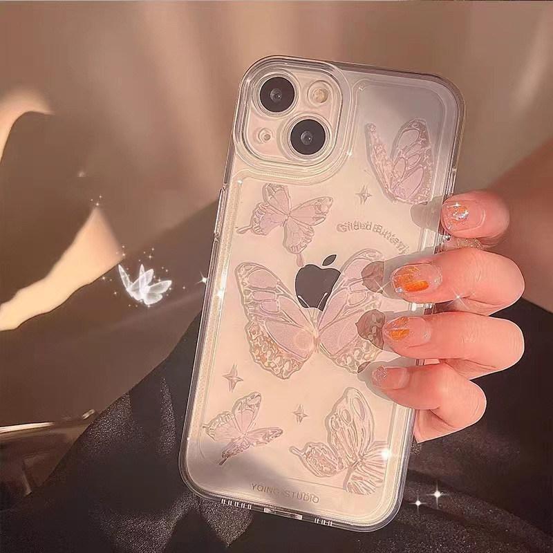 Кристально чистый чехол с бабочкой для iPhone 13 11 14 Pro Max 12 XS Max X XR 7 8 Plus SE 2022 2020, роскошные противоударные мягкие чехлы