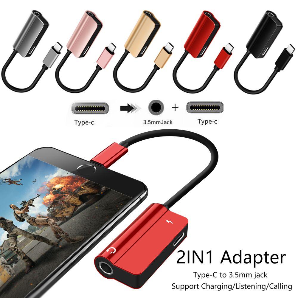 Быстрый металлический кабельный разъем 2 в 1 аудио конвертер AUX разветвитель для наушников адаптер Type-C на 3,5 мм