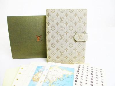 Оригинальные холщовые папки для документов LOUIS VUITTON Monogram Mini цвета хаки, органайзер PM #7294, отреставрированные