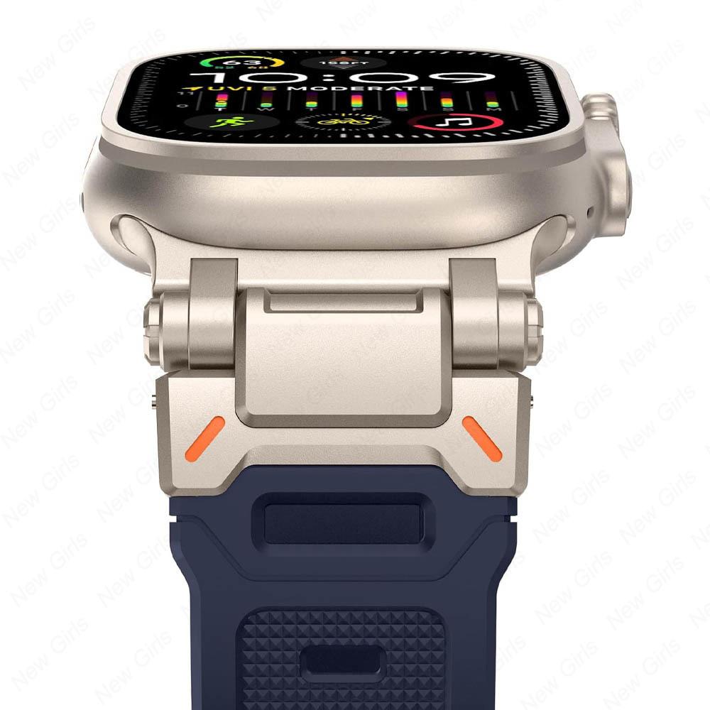Спортивный резиновый ремешок для Apple Watch Ultra 2 1 Ремешок 49 мм Серия 10 46 мм Роскошный браслет для IWatch Серия 9 8 7 6 5 4 45 мм 44 мм