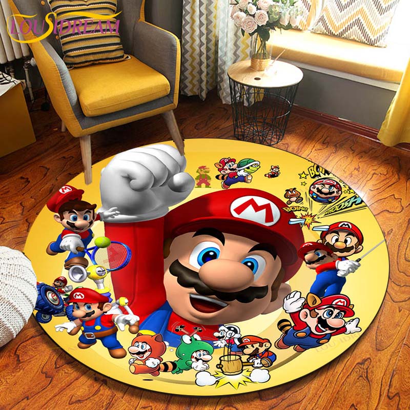 Круглые коврики с героями мультфильмов «Братья Марио», коврик для гостиной, декор комнаты, домашние коврики, игровой коврик, детский милый ковер, ковры в стиле аниме