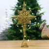 Christmas Tree Top Rustproof Design Star Sparkling Bright Color Hollow-out 3D Christmas Tree Top Ornament
