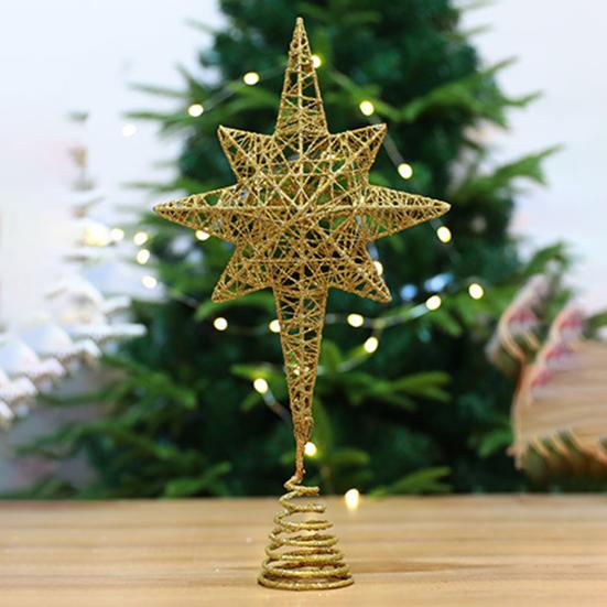 Christmas Tree Top Rustproof Design Star Sparkling Bright Color Hollow-out 3D Christmas Tree Top Ornament