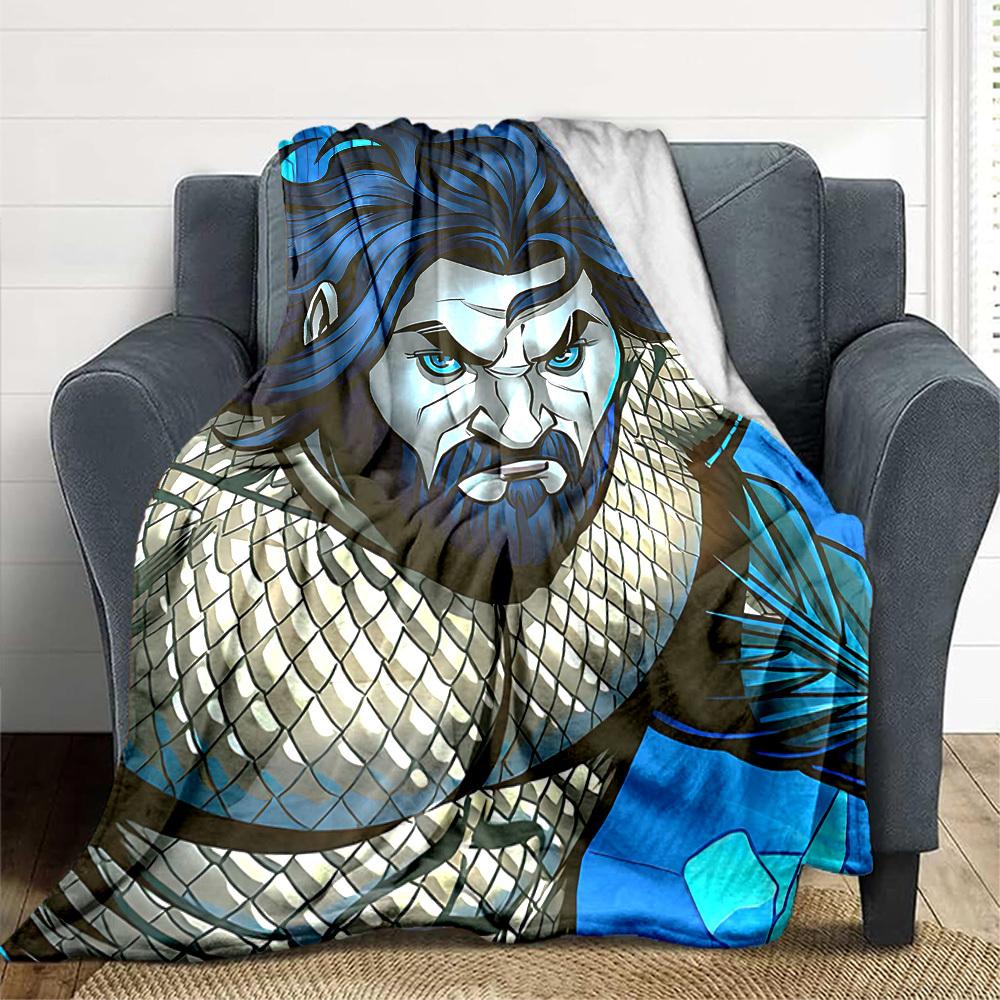 1pc Aquaman Flannel Throw Blanket Soft, Warm & Cozy for Couch, Bed, Office, and Travel Versatile All Season Gift, Christmas present