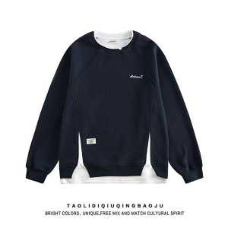 Ins Толстовка из двух частей для мальчиков Осень Зима Новая Американская Повседневная Вышивка Свободная Контрастная Отстрочка