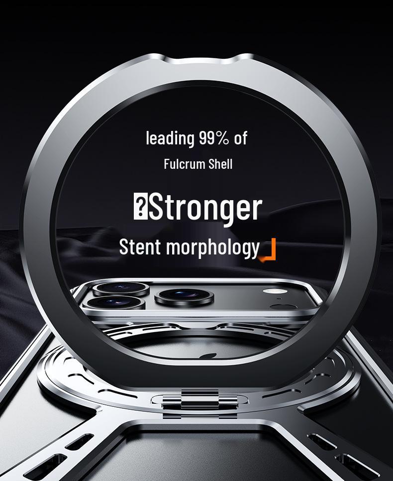 Совместим с iPhone 17 Air: Металлический полый теплоотводящий магнитный чехол-подставка для Apple 15/16 Pro Max.