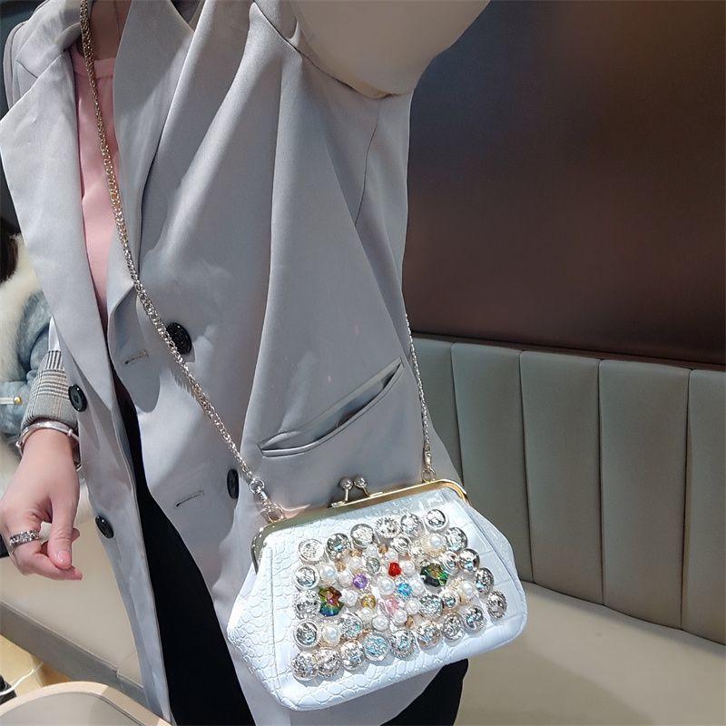 Сумка для ужина Charm Socialite Diamond Studded 2025 New Sweet Handheld Chain Shoulder Bag