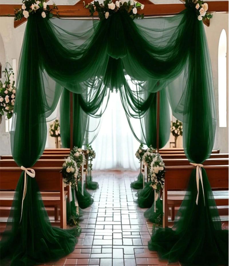 Wedding Arch Draping Fabric Backdrop for Wedding Reception Tulle Backdrop Curtain for Ceremony Birthday Party Arbor Ceiling