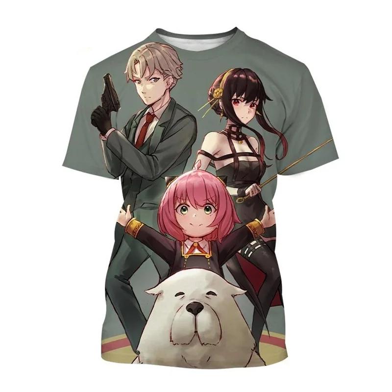 2024 Лето Новая японская аниме-шпионская X3D принтованная мужская футболка большого размера Свободный Удобный дышащий Быстросохнущий Топ 6xl