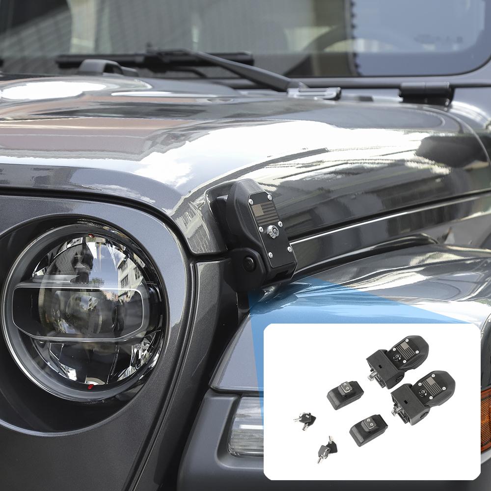 Car Hood Latches with Lock Hood Catch Kit for Jeep Wrangler JL & Gladiator JT 2018 Up Exterior Accessories