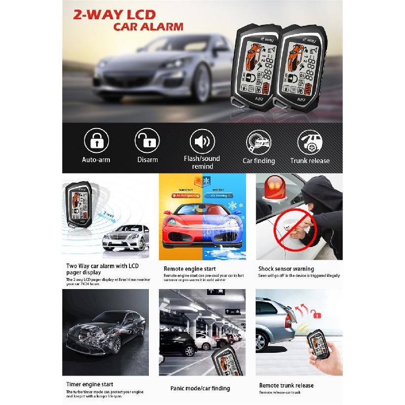 Universal 12V Car Alarm System With Remote Engine Start, Anti-Theft System