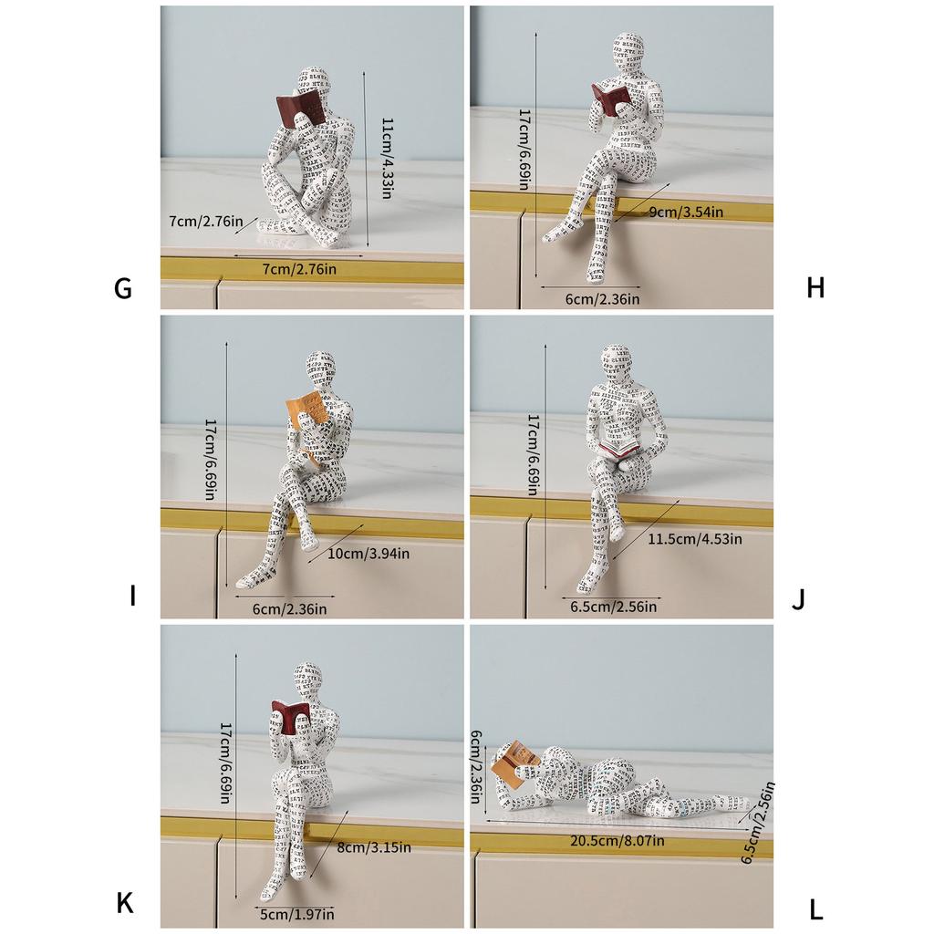 Resin Reading Woman Figurine Bookshelf Decoration Ornament for Home Decoration Living Room