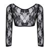 Women Tops Clothes Long Sleeve Floral Lace Vintage Dress Shrug Bolero Cardigan Slim Lace Jacket See-trough