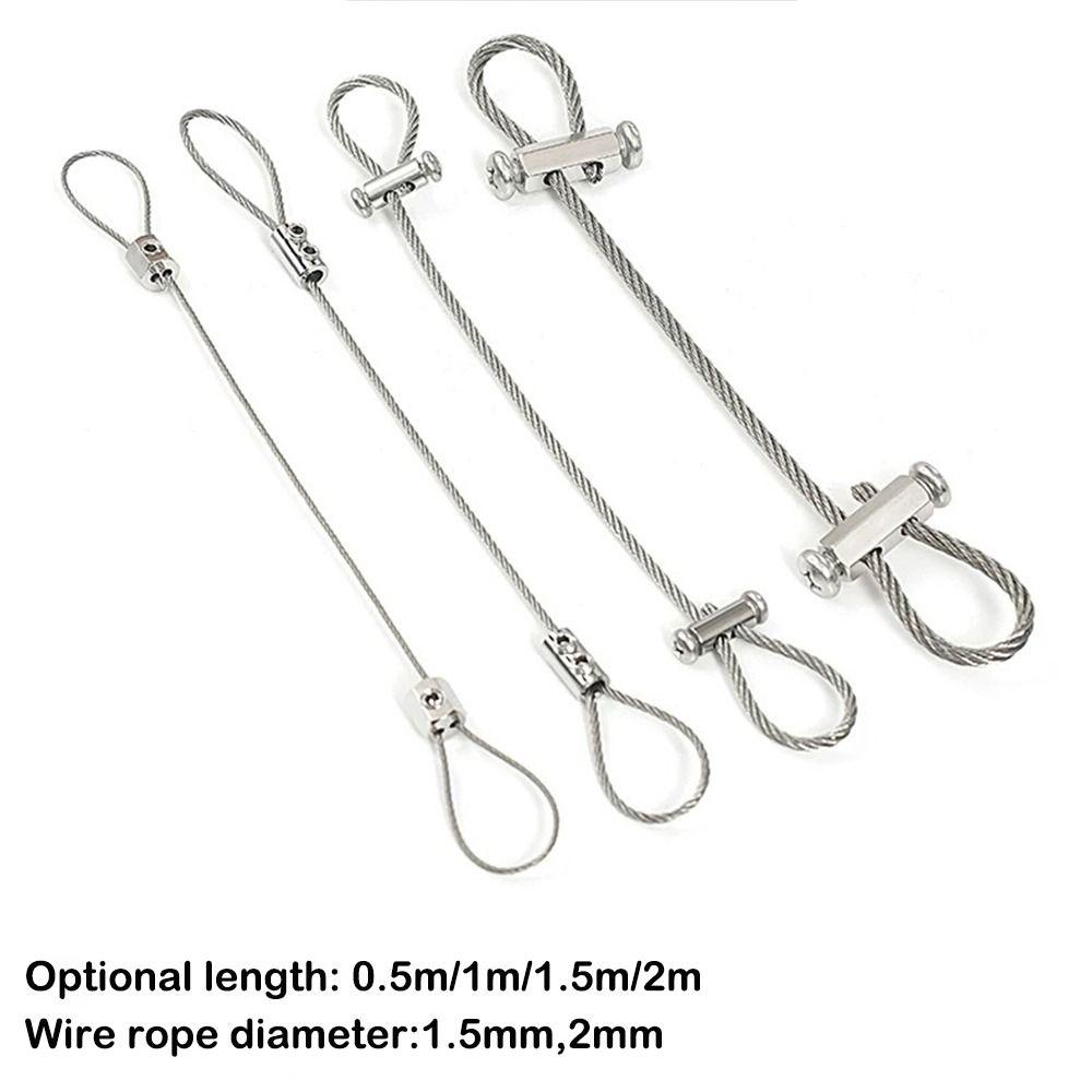 New Stainless Steel Wire Rope With Locking Adjustable Suspension Lanyard 1.5/2/3/4mm Hanging Rope