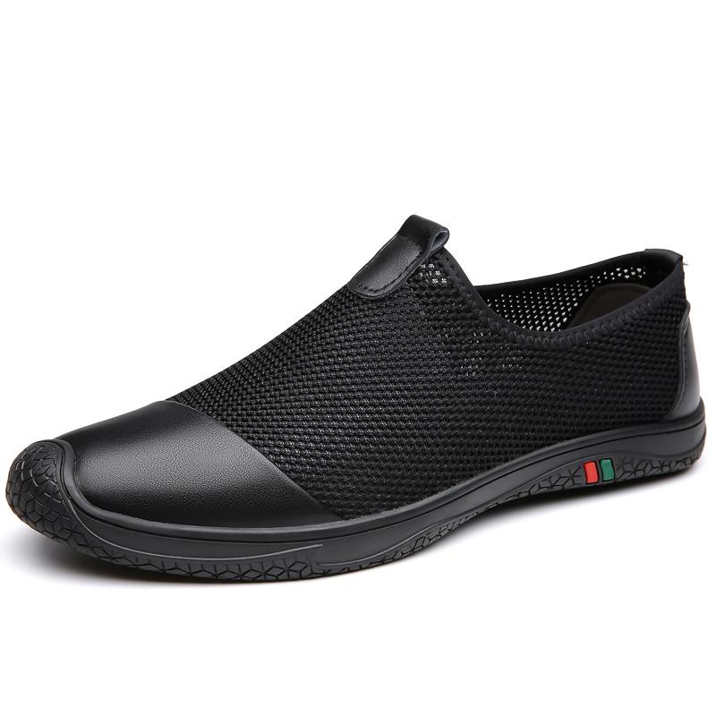 Новые полые кроссовки мужские дышащие сетчатые балетки легкие повседневные прогулочные туфли мужские туфли для вождения без застежек лоферы ручной работы