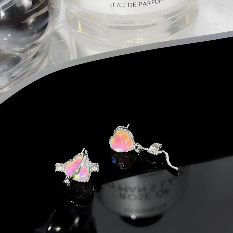 Pinkdudu Модные лазерные цветные асимметричные серьги-капли «Любовь», романтические роскошные серьги в форме сердца для женщин, ювелирные изделия PD1460