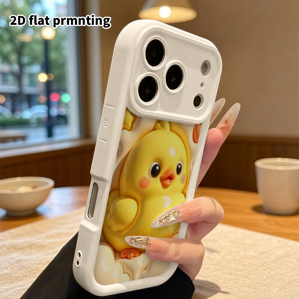 Чехол для телефона: 2D плоский дизайн, подходит для защитного чехла iPhone 18 17 16 15 14 13 Pro, маленький желтый цыпленок, идеальный праздничный подарок на Рождество и Хэллоуин