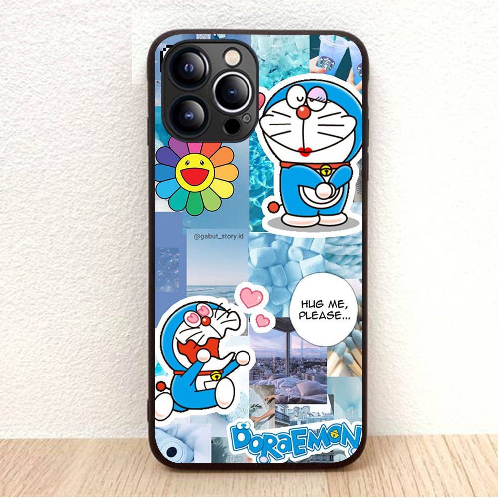 BW-21 Doremon Soft Black Case for iPhone XR 14 15 11 12 13 6 7 8 X XS Pro Max Samsung S22 S23 S21 S24 FE Ultra S8 Plus