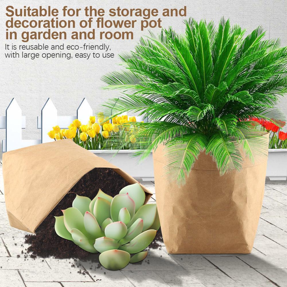 Kraft Paper Bag Flower Plant Pot Cover Container Multi functional Storage Pouch (25*25*40cm)