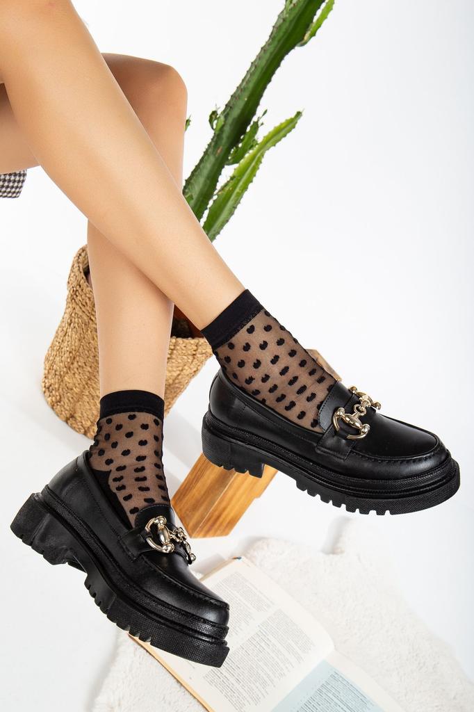 Женские модные лоферы на плоской подошве из искусственной кожи, черные кожаные мокасины с пряжкой на толстой подошве