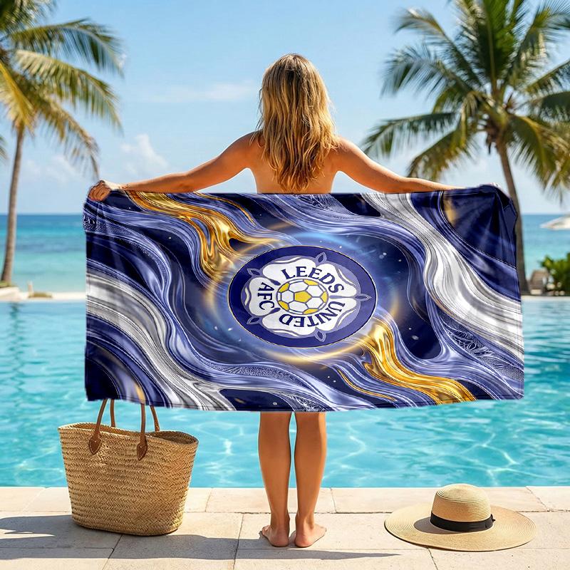 Пляжное полотенце Leeds United Football Мягкое из микрофибры Летнее полотенце Быстросохнущее Впитывающее полотенце для пляжа Бассейна Путешествий
