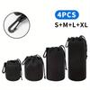 4pcs Soft Neoprene Camera Lens Pouch Bag - Waterproof Drawstring Protector Case Set with Shockproof and Scratch-Resistant Design