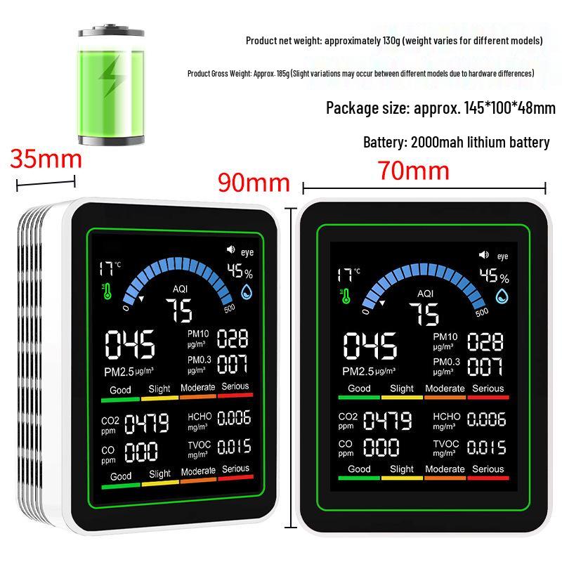 AirGuard 10-in-1 Home Monitor: Detects Formaldehyde, CO2, PM2.5, CO, Temperature & Humidity.