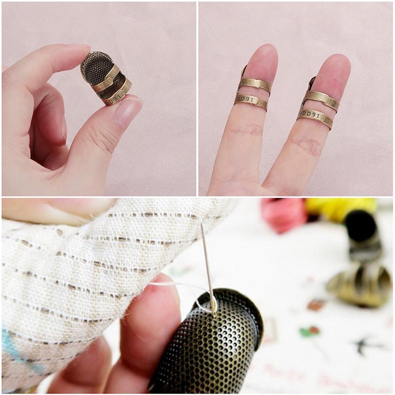 Metal Thimble Diy Hand Sewing Vintage Finger Protector Anti-slip Ring Needle Top Tools Household Diy Sewing Tool Accessories