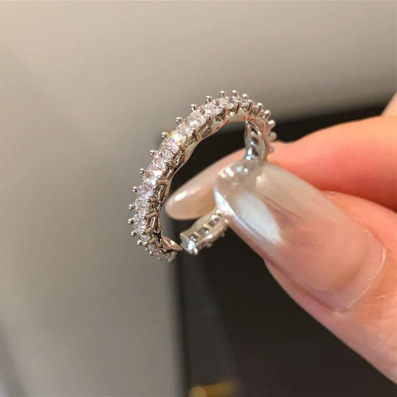 Light Luxury High-End Zircon Pearl Open Ring, Women'S Gentle Niche Fashion Temperament Commuting Versatile Ring Ring