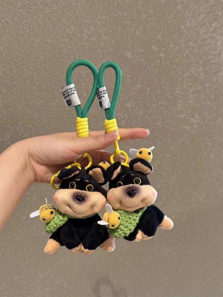 Bee Puppy Bag Charm: Cute Doll Keychain & Backpack Accessory for Women - Niche Gift