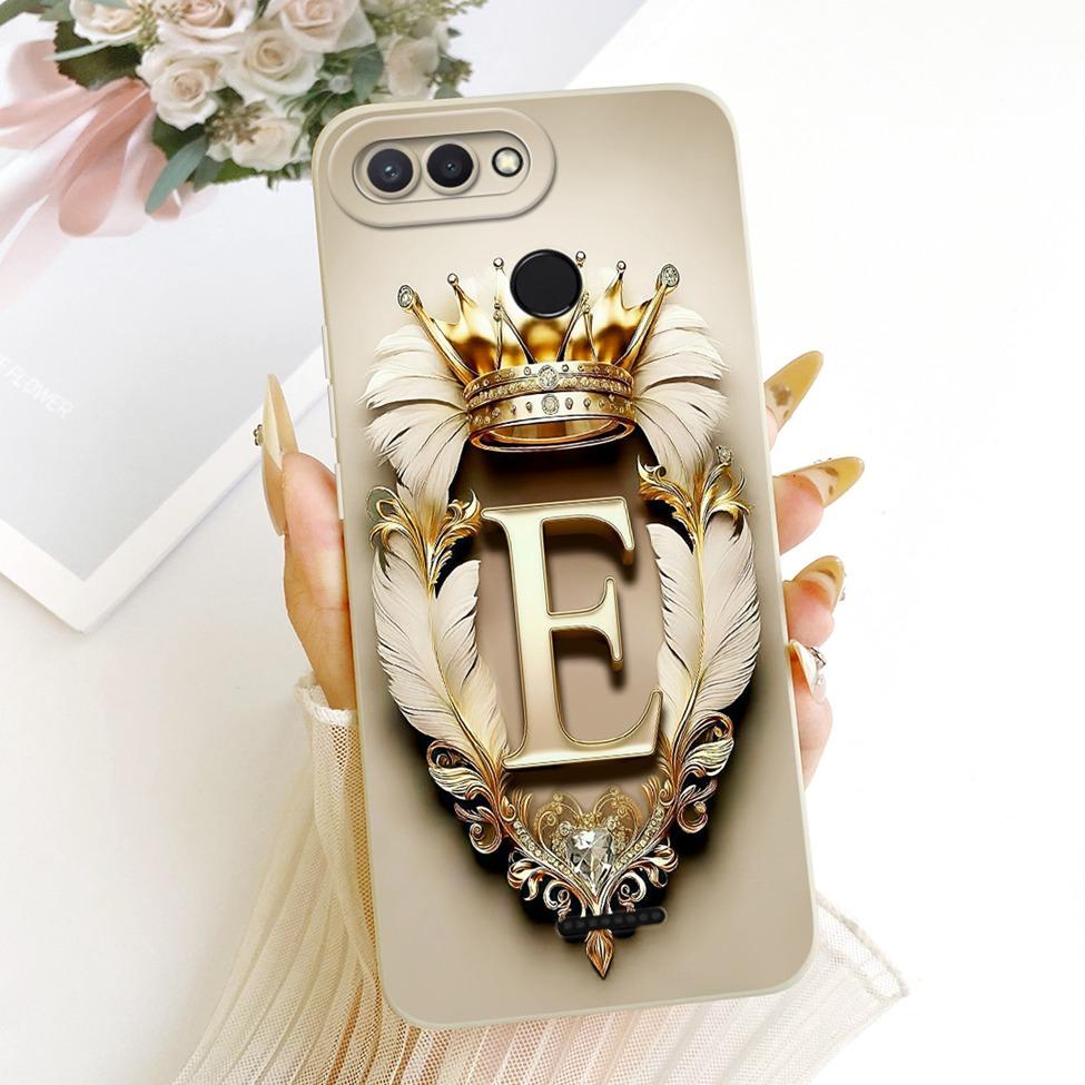 Cover For Redmi 6 Case Luxury A-Z Letters Fashion Crown 2D Painted Silicone Phone Casing M1804C3DG M1804C3DH M1804C3DI