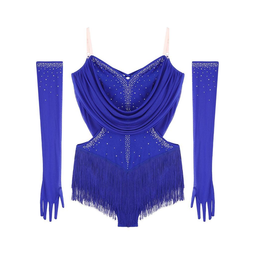 Женское фигурное катание ча-ча-ча самба румба танго латиноамериканские танцы платье с перчатками 2 шт танцевальная одежда