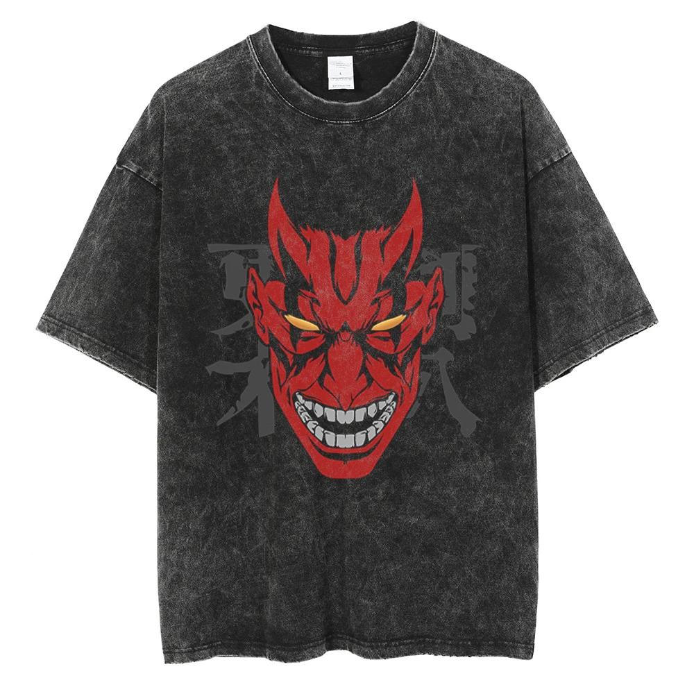 Anime Bleach Kuchiki Rukia Graphic Washed Tshirt Men Manga Cotton Tshirts Casual Loose Tee Harajuku Male Breathable Tops