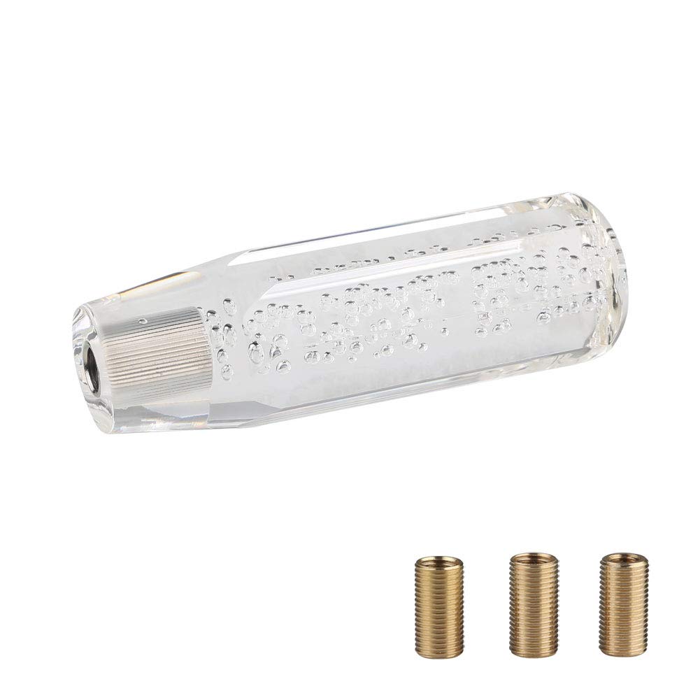 ADPOW Универсальная хрустальная ручка переключения передач Пузырь Восьмиугольная 150 мм Белая с 3 переходниками Содержит освежающие пузыри с сверкающей прозрачностью