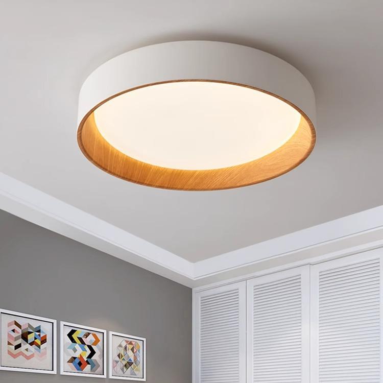 Nordic Wabi-Sabi Wood Grain LED Ceiling Lamp for Bedroom and Living Room