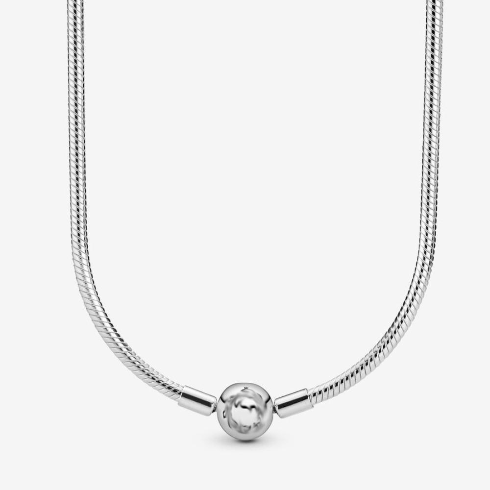 Elegant 925 Silver Plated Snake Chain Necklace with DIY Beaded Pendant for Daily Wear