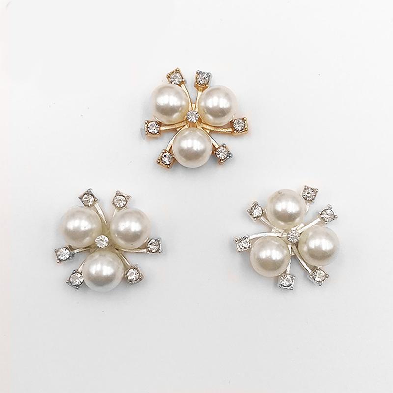 10Pcs Diy Flower Rhinestones Pearl Button Wedding Decoration Sewing Decor Craft