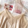 Women Vest Lace Patchwork Solid Color Sleeveless Backless Spaghetti Strap V Neck Silky Soft Casual Soft Women Camisole Top