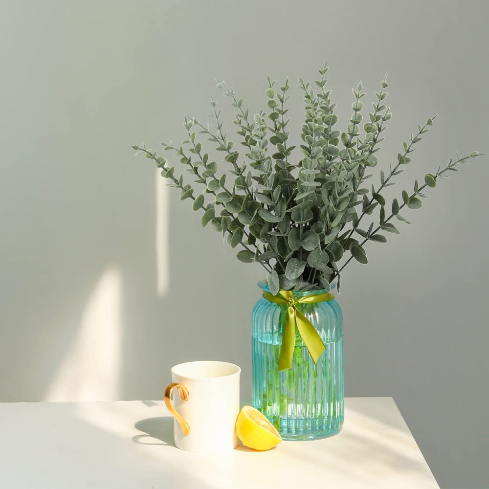 24 шт. Искусственные ветки, искусственные листья эвкалипта, искусственные стебли эвкалипта для цветочной композиции, свадебных букетов, украшения дома