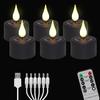 6/12PCS LED Candle Electronic Use Charging Flameless Flicker Tealight Timed Remote Orange Black Candle Wholesale Decorative