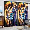 2pcs Color Painting Lion Printed Curtain for Home Decor - Rod Pocket Window Treatment for Bedroom, Office, Kitchen, Living Room