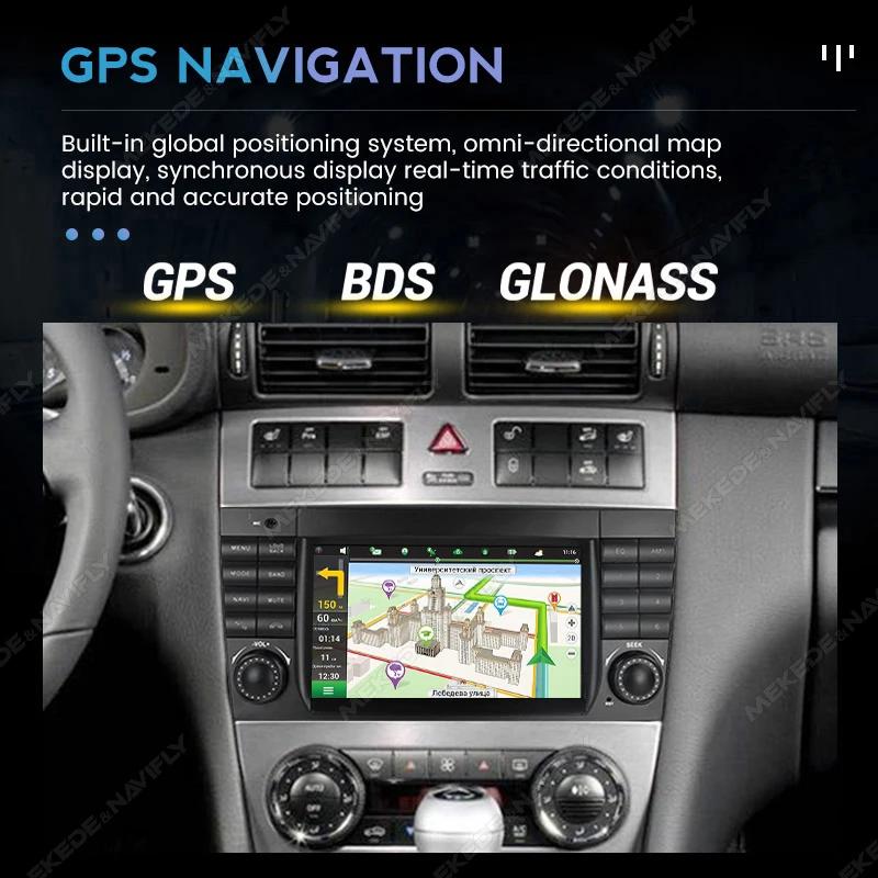 7-дюймовая автомагнитола на Android 13, подходит для Mercedes Benz C-Class W203 C200 C230 C240 C320 C350 2005-2009, Carplay, Авто GPS, FM, Аудио