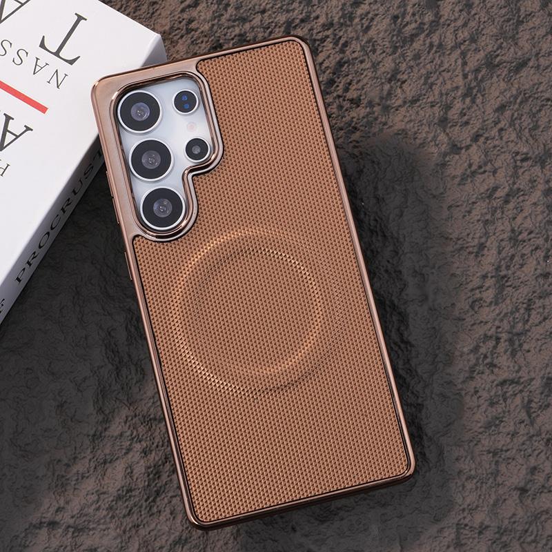 Чехол для телефона из мягкой кожи с покрытием для Samsung Galaxy S24 FE S25 Ultra S23 S22 Plus с поддержкой беспроводной зарядки и магнитным покрытием