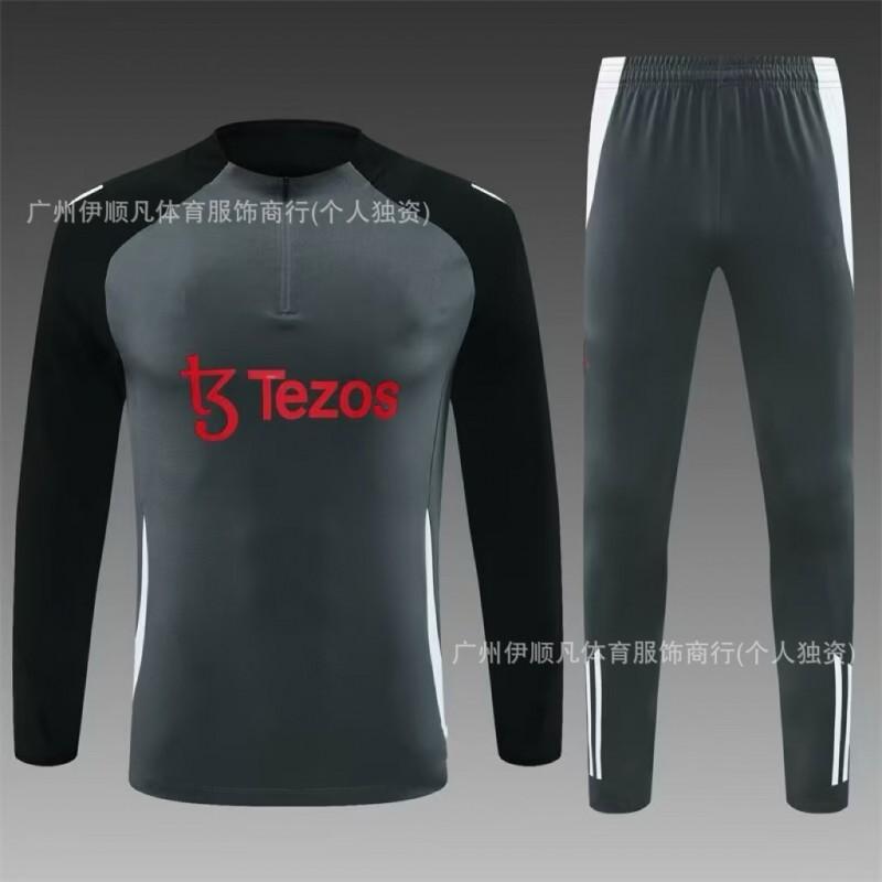 Men Women Soccer Training Jersey Half-Zip Warm-Up Top Napoli PSG AC Milan Brazil Manchester United Fans