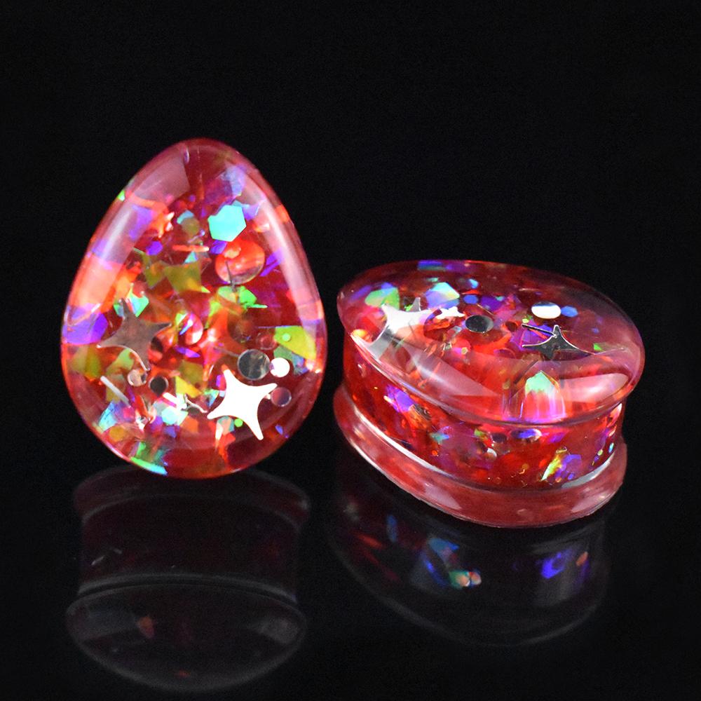 Пара блестящих акриловых тоннелей-плагов каплевидной формы 8-50 мм, расширители для ушей, украшения для пирсинга тела