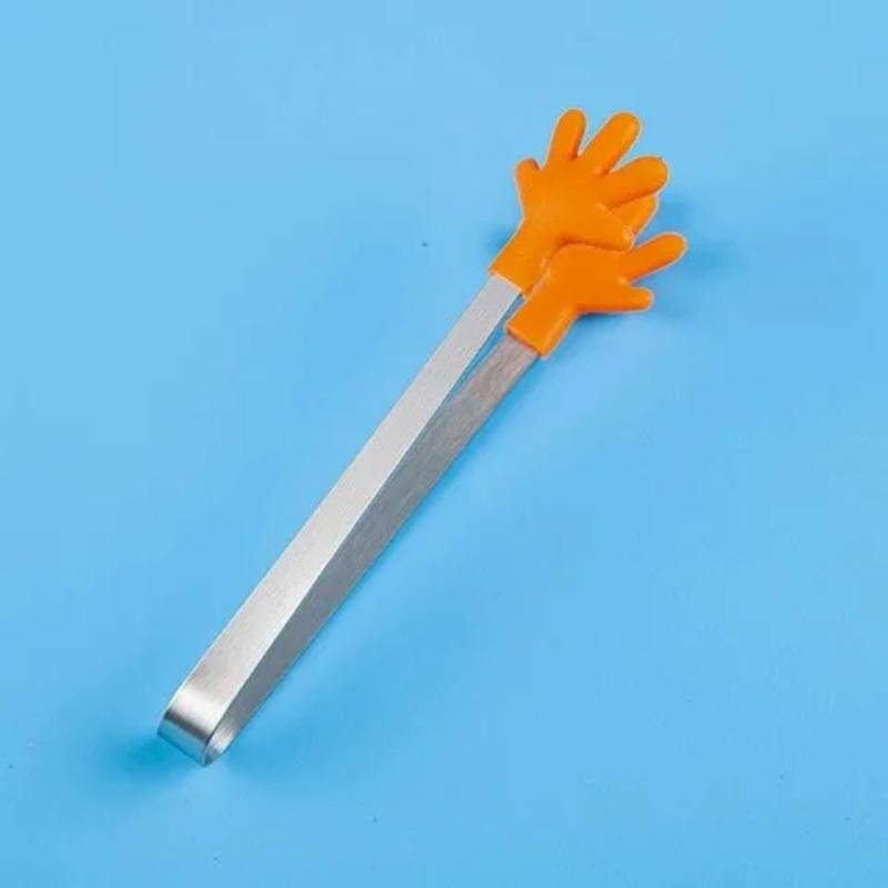 1PCS Small Food Tongs, Mini Stainless Steel Tongs with Silicone Tips, for Cooking Grilling BBQ Buffet, 5 Inch