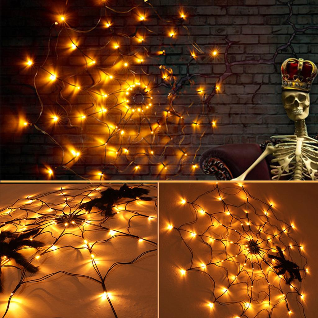 Паутина Хэллоуин Украшения свет Паутина Настенная сетка Светящийся свет Для атмосферы Хэллоуина Внутреннее украшение Гирлянда Лампа